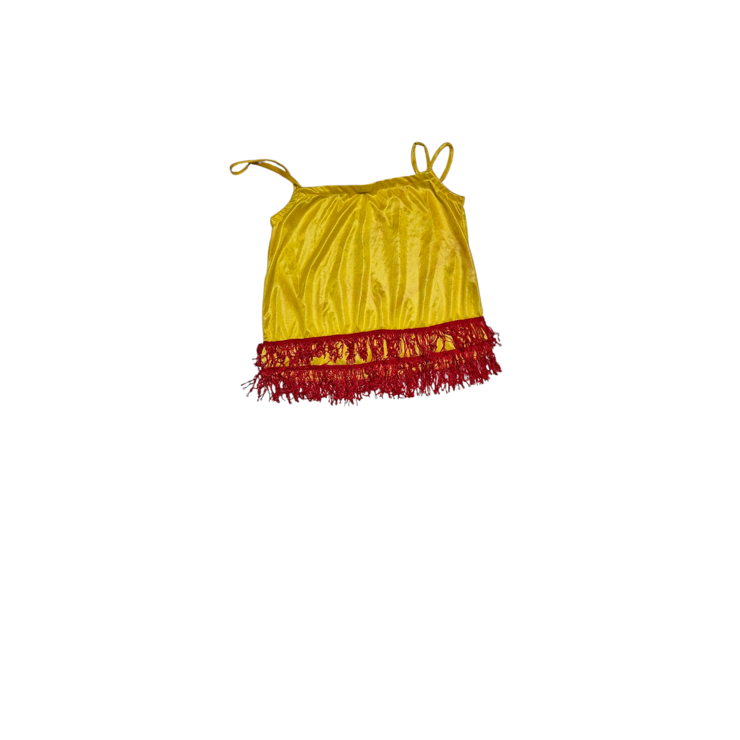 Blusa amarela de alcinha com franja