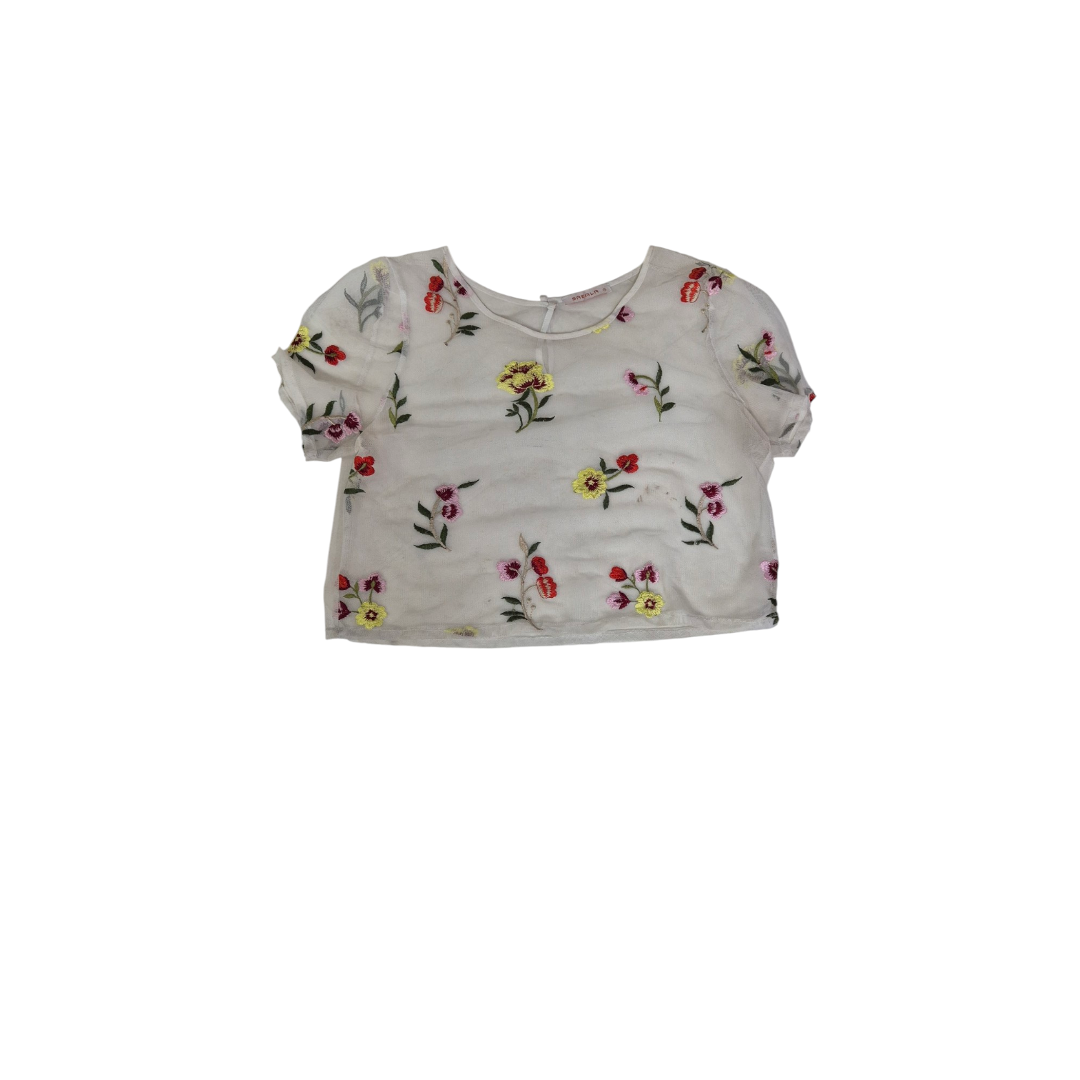 Blusa branca com flores bordadas