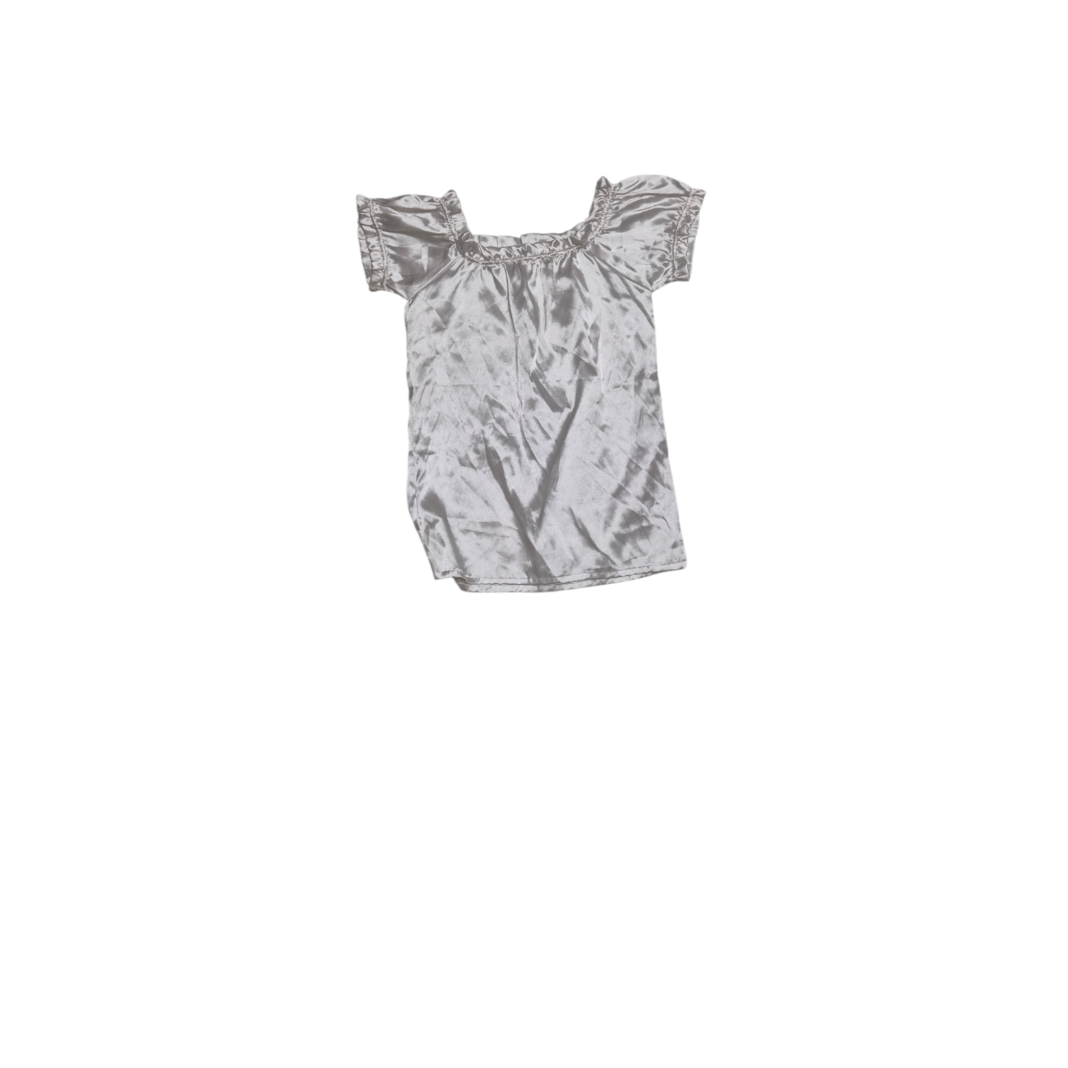 Blusa branca de cetim manga bufante