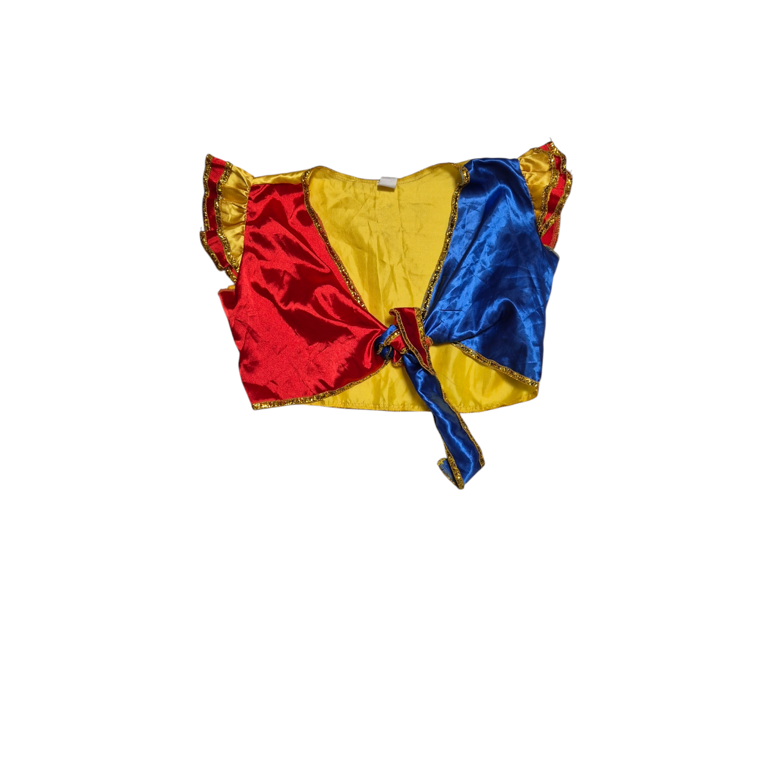Blusa colorida de cetim com amarração