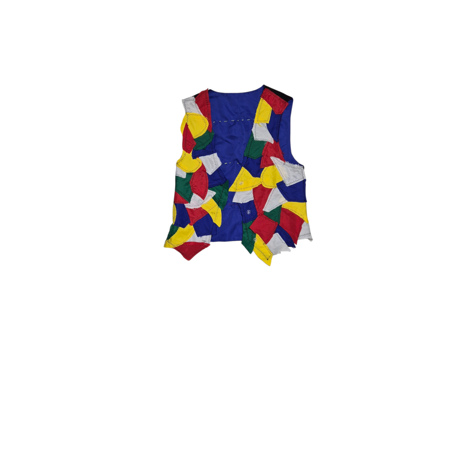 Colete arlequim de retalhos coloridos