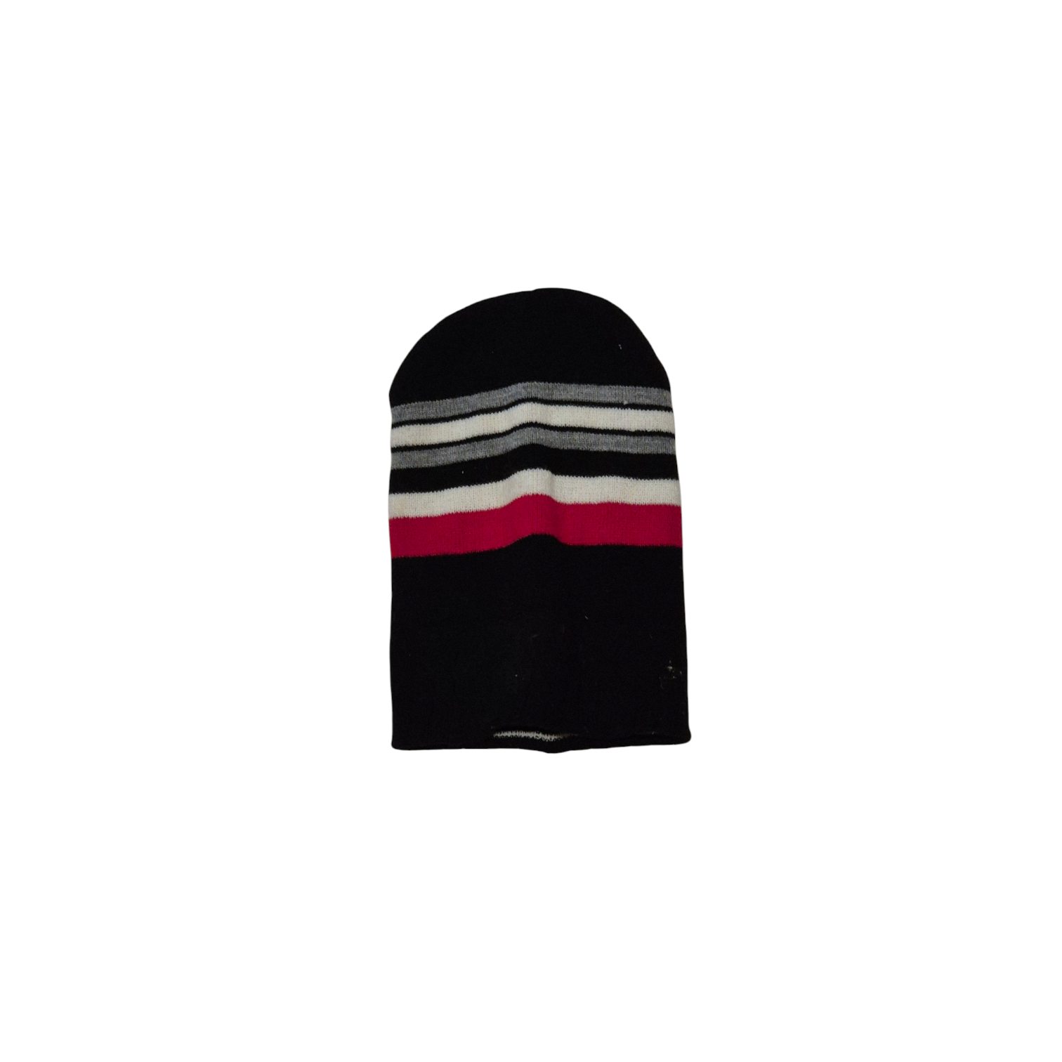Gorro listrado preto, cinza e pink