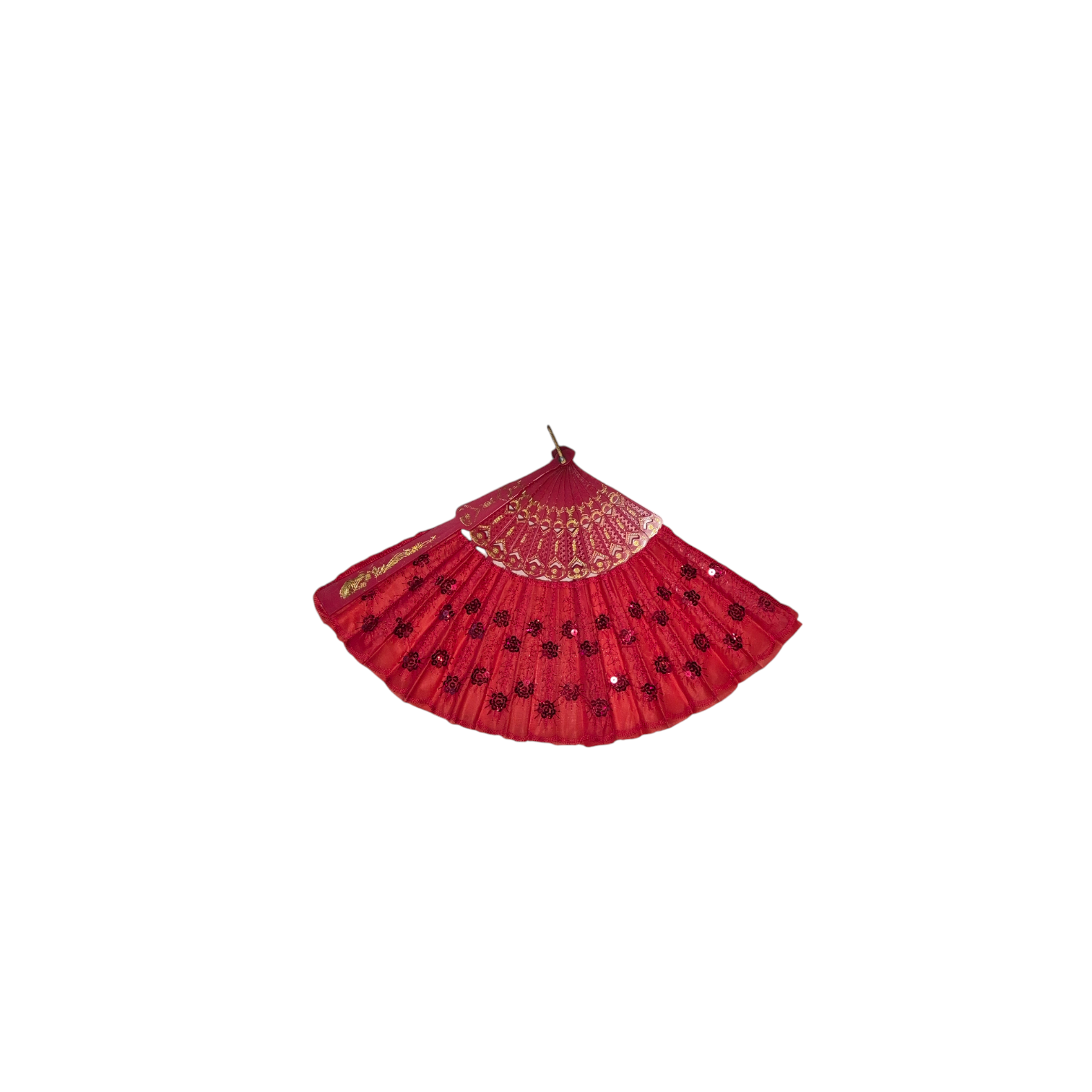 Leque vermelho com paetês