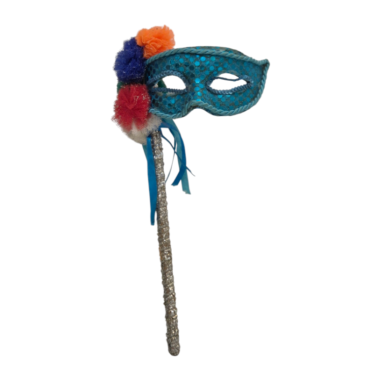 Máscara veneziana azul com haste
