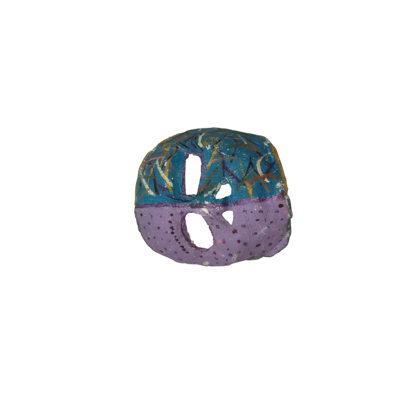 Meia máscara azul e lilás pintada