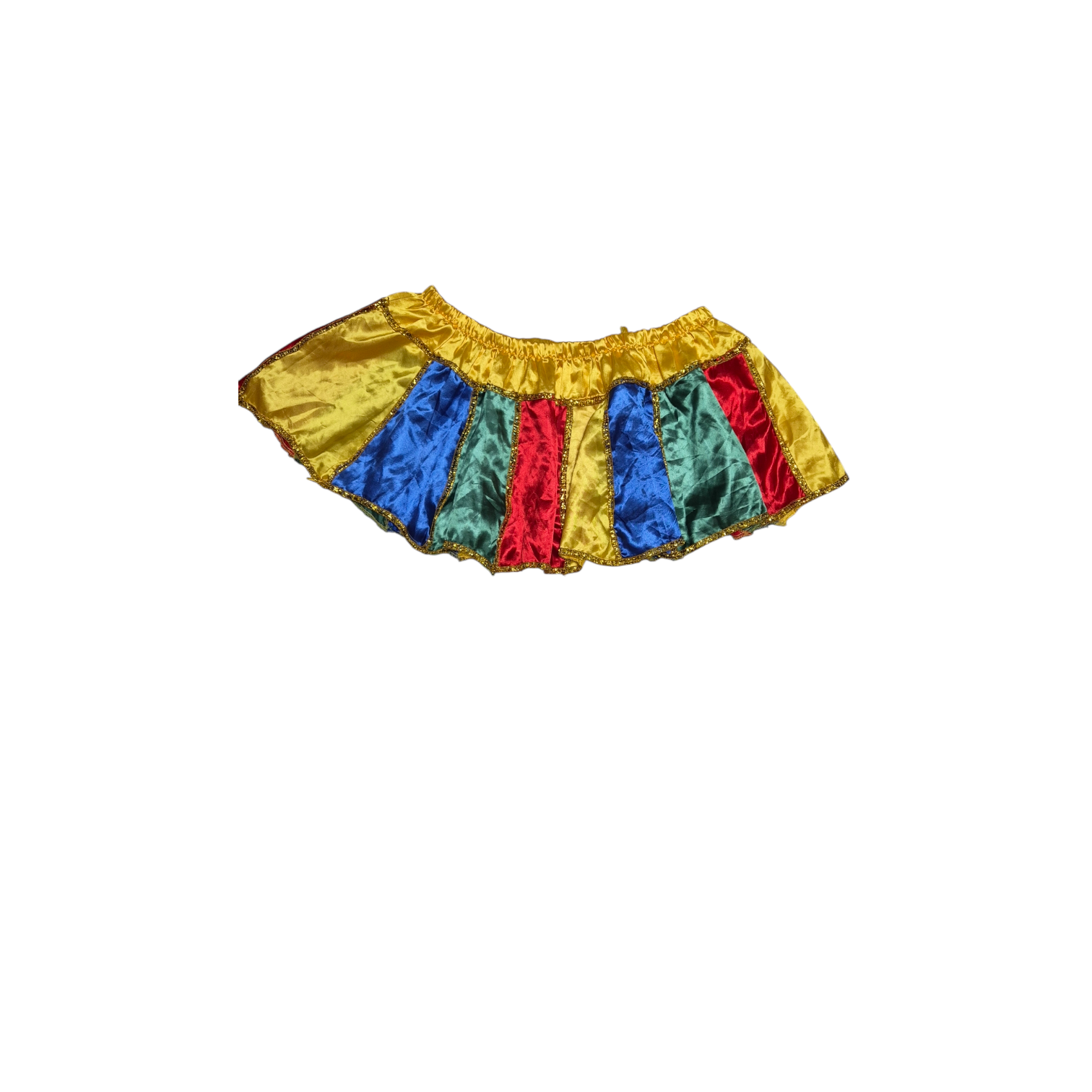 Saia de gomos coloridos com cós dourado