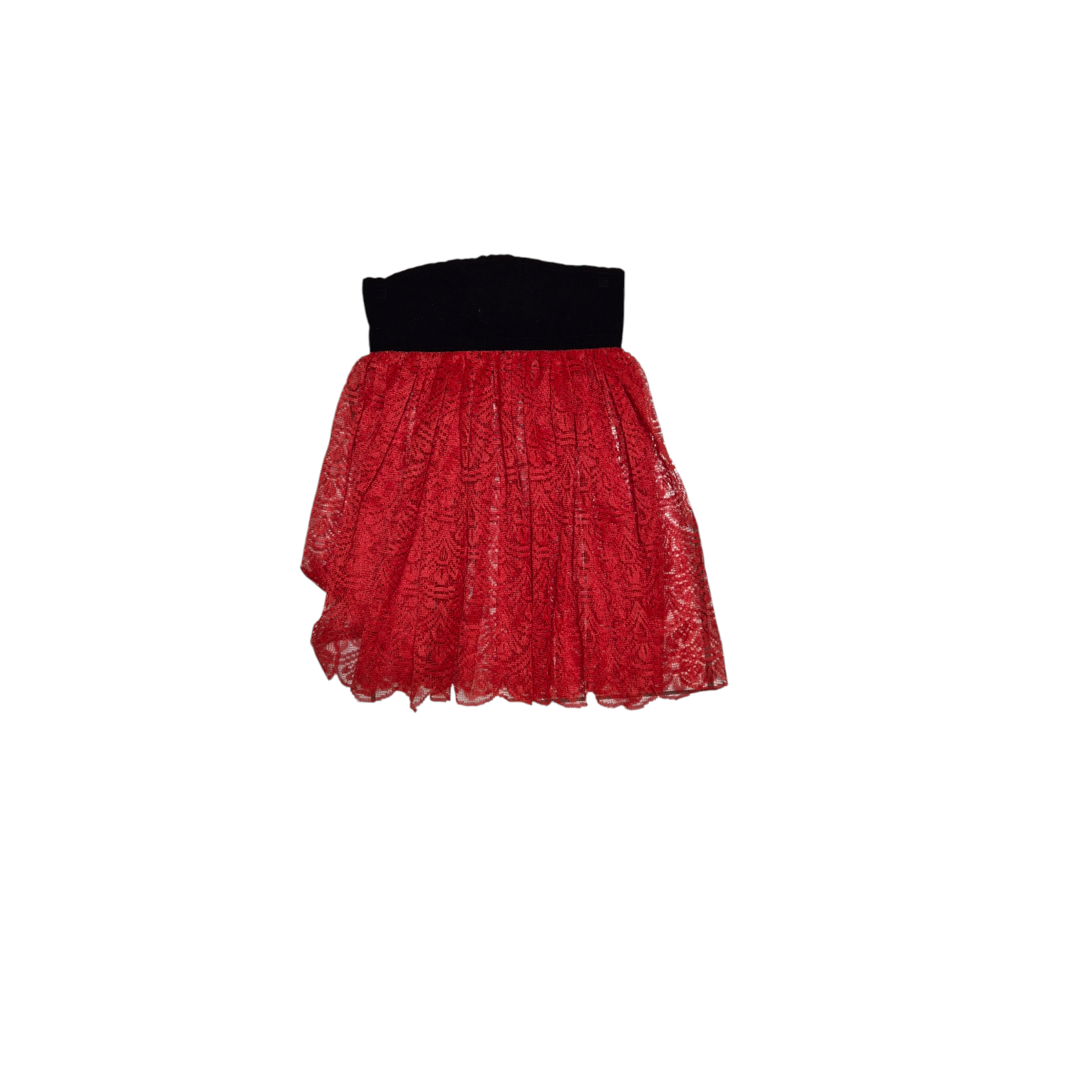 Saia de tule vermelha com cós preto