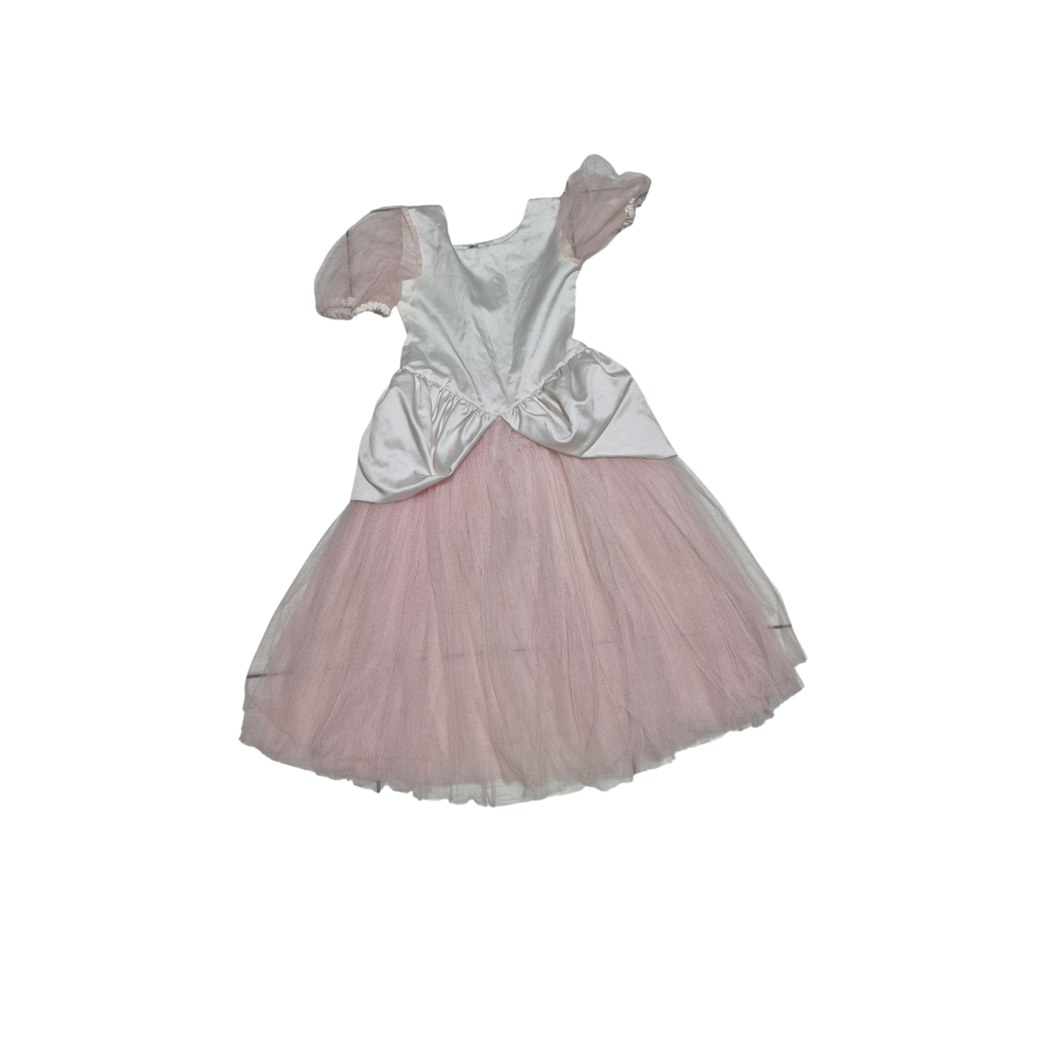 Vestido de princesa branco com tule rosa