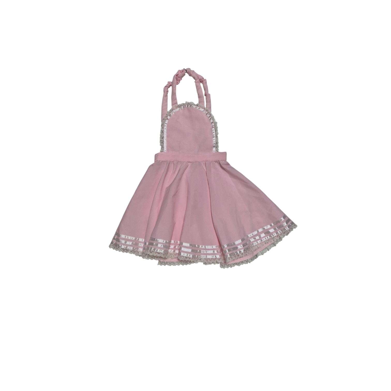 Vestido infantil rosa com barrado de fitas