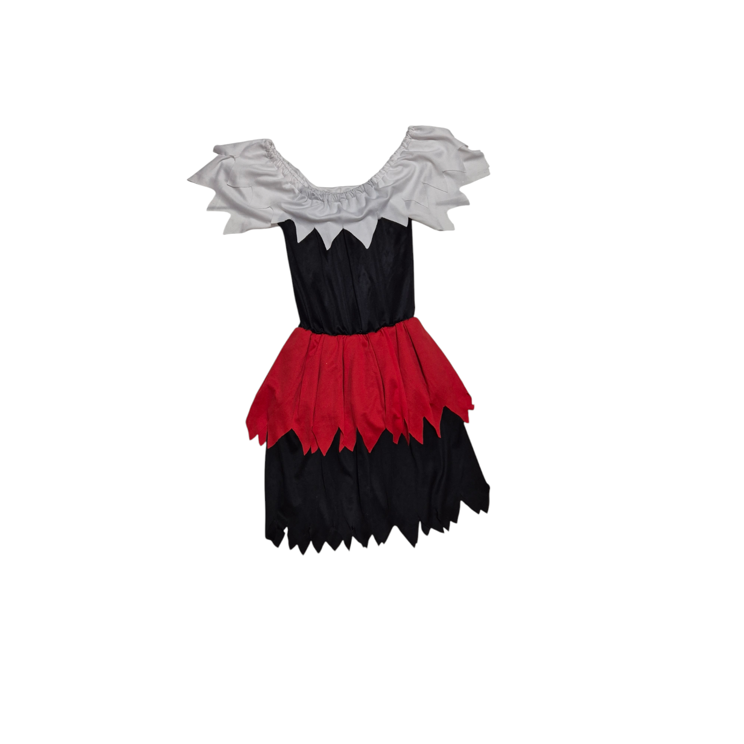 Vestido preto e vermelho com gola em pontas